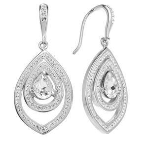 NIB SWAROVSKI Sterling N Ice Crystal Teardrop Dangle Earrings